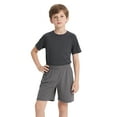 thumbnail image 1 of Toptie Big Boys Youth Soccer Short, 8 Inches Running Shorts with Pockets-Gray-M/ 10-12, 1 of 7