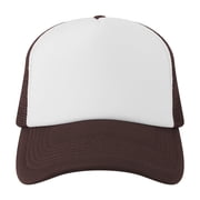 TOPTIE Blank 5 Panel Trucker Hat Foam Front Mesh Back 2 Tone Trucker Snapback Hat-Brown White
