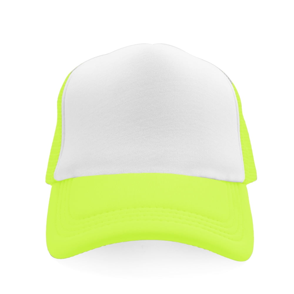 Blank Trucker Hat, WHITE FRONT YELLOW BACK, Trucker Hat