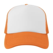 TOPTIE Blank 5 Panel Trucker Hat Foam Front Mesh Back 2 Tone Trucker Snapback Hat-Orange White