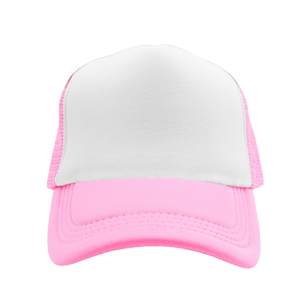 Toptie Blank 5 Panel Trucker Hat Foam Front Mesh Back 2 Tone Trucker  Snapback Hat-pink white