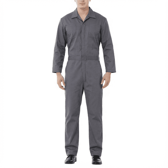 TOPTIE Blended Long Sleeve Coverall for Men, Gray Coverall Regular Length