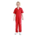 thumbnail image 1 of Toptie Boy's Coverall Child's Mechanic Halloween Costume Jumpsuit Short Sleeve-Red-9/10Y, 1 of 7