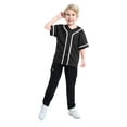 thumbnail image 1 of TOPTIE Boys Baseball Jersey, Kids Button Down Jersey T-Shirt Softball-Black White-10T, 1 of 8