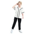 thumbnail image 1 of TOPTIE Boys Baseball Jersey, Kids Button Down Jersey T-Shirt Softball-white black-10T, 1 of 8