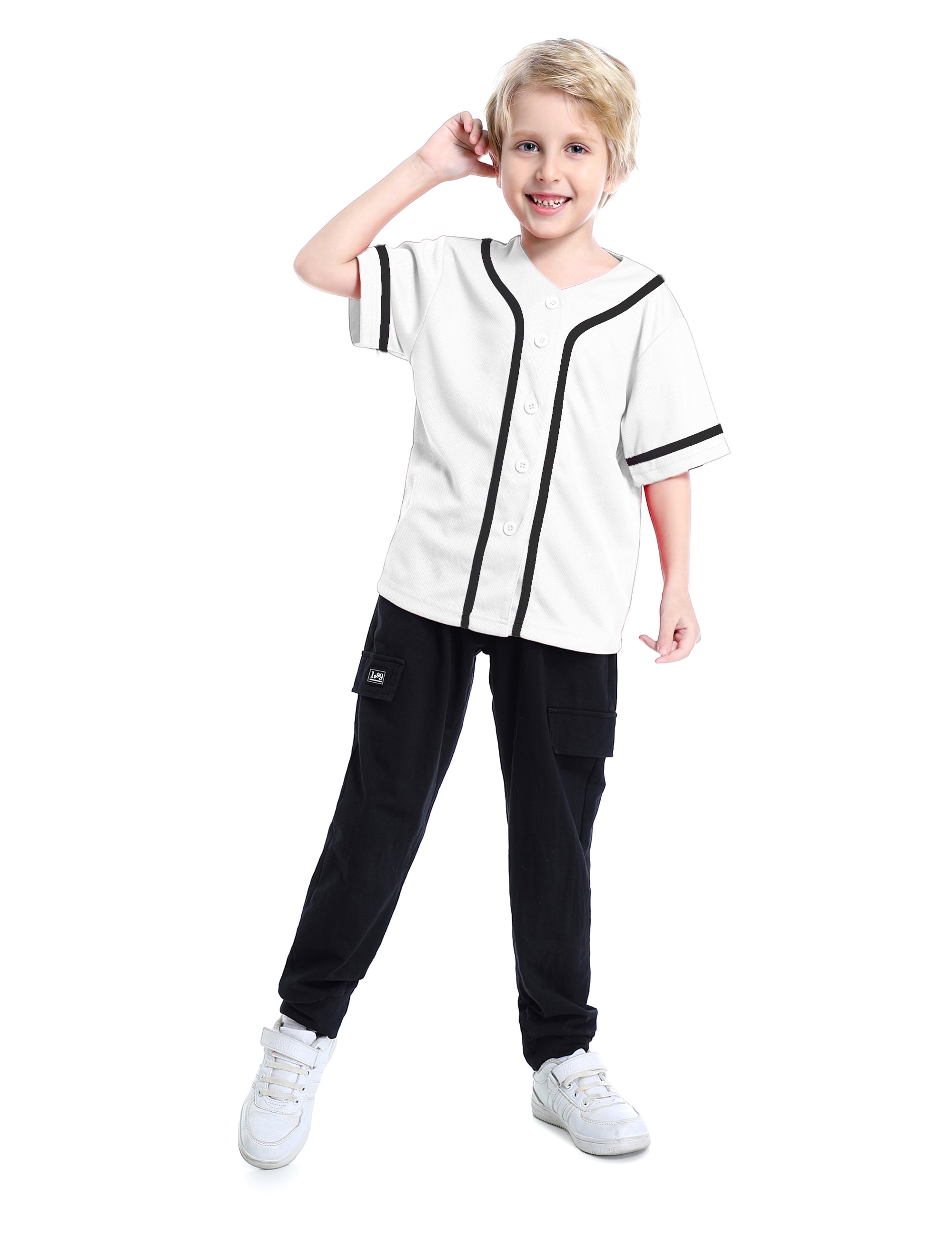 Toptie Boys Baseball Jersey, Kids Button Down Jersey T Shirt
