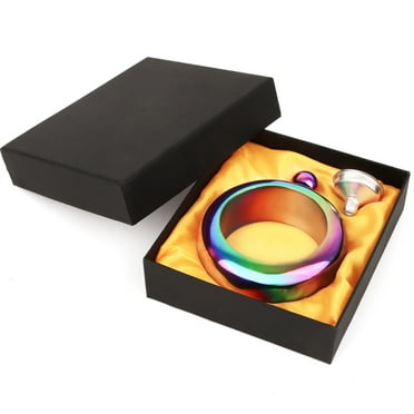 Toptie Bracelet Flask Gift for Women with Funnel, 3.5 oz Stainless Steel Bangle Flask (Rainbow)