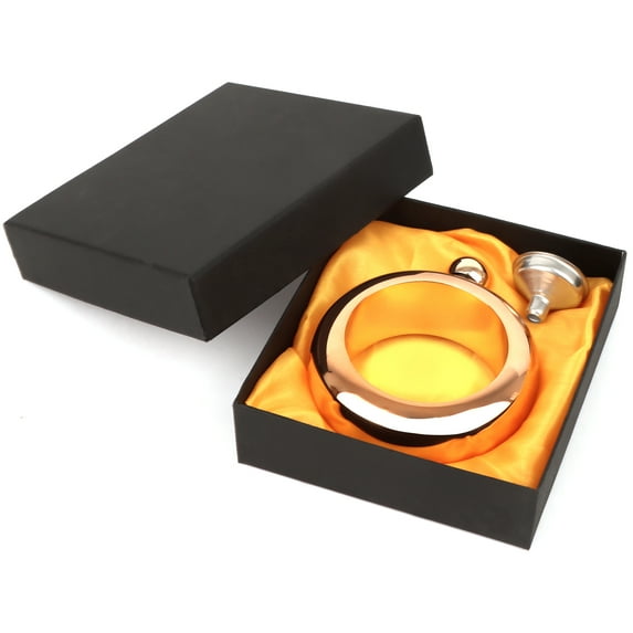 Toptie Bracelet Flask Gift for Women with Funnel, 3.5 oz Stainless Steel Bangle Flask (Rose Gold)