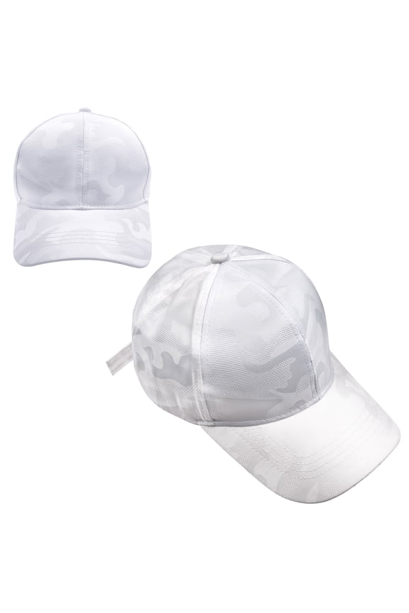 Camouflage Baseball Cap 6 Panel Quick-Dry Baseball Cap Unisex Adjustable Tactical Hat-White