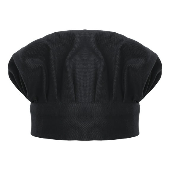 Toptie Chef Hat for Kid & Adult, Cotton Elastic Adjustable Kitchen Cooking Baking Hat-Black-M