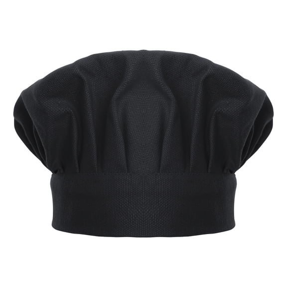 Toptie Chef Hat for Kid & Adult, Cotton Elastic Adjustable Kitchen Cooking Baking Hat-Black-S