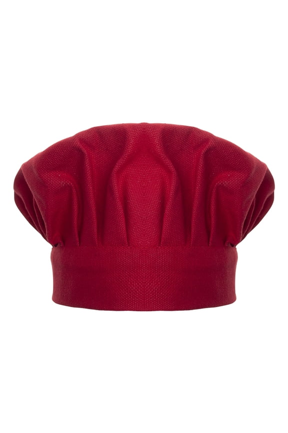 Chef Hat for Kid & Adult, Cotton Elastic Adjustable Kitchen Cooking Baking Hat-Red-M