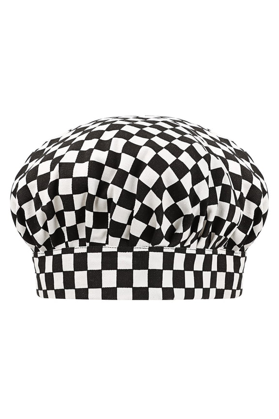 Chef Hat for Kid & Adult, Cotton Elastic Adjustable Kitchen Cooking Baking Hat-Shepherd Check-S