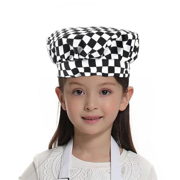 TOPTIE Chef Hat for Kid & Adult, Cotton Elastic Adjustable Kitchen Cooking Baking Hat-Shepherd Check-S