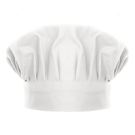 Toptie Chef Hat for Kid & Adult, Cotton Elastic Adjustable Kitchen Cooking Baking Hat-White-M