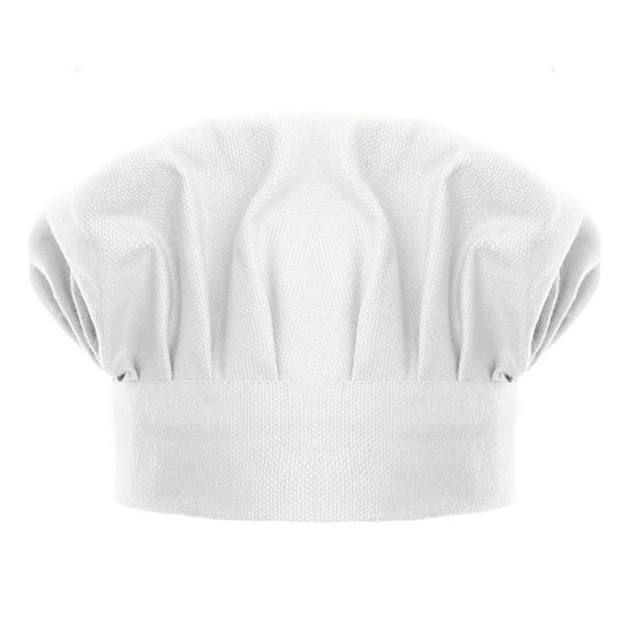 Toptie Chef Hat for Kid & Adult, Cotton Elastic Adjustable Kitchen Cooking Baking Hat-White-S