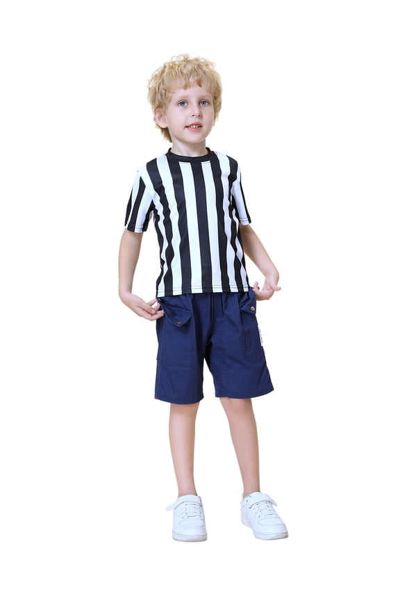Children's Referee Shirt Costume Kids Ref Uniform for Soccer Football Basketball-L