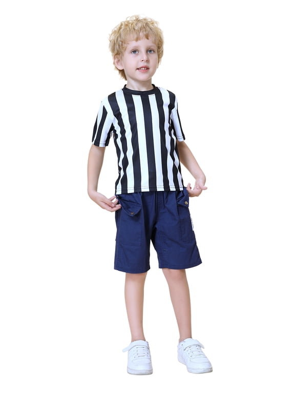 Children's Referee Shirt Costume Kids Ref Uniform for Soccer Football Basketball-L