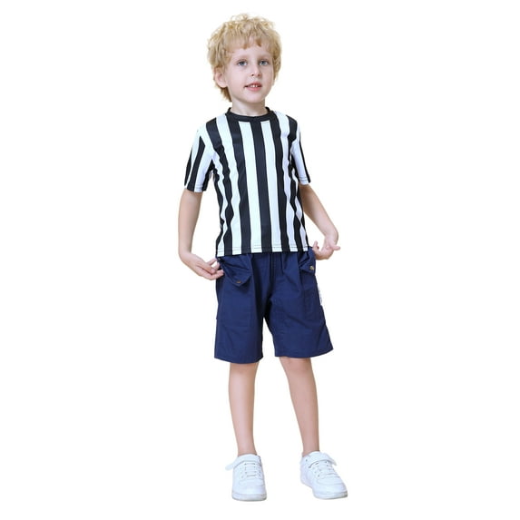 Toptie Children's Referee Shirt Costume Kids Ref Uniform for Soccer Football Basketball-XS