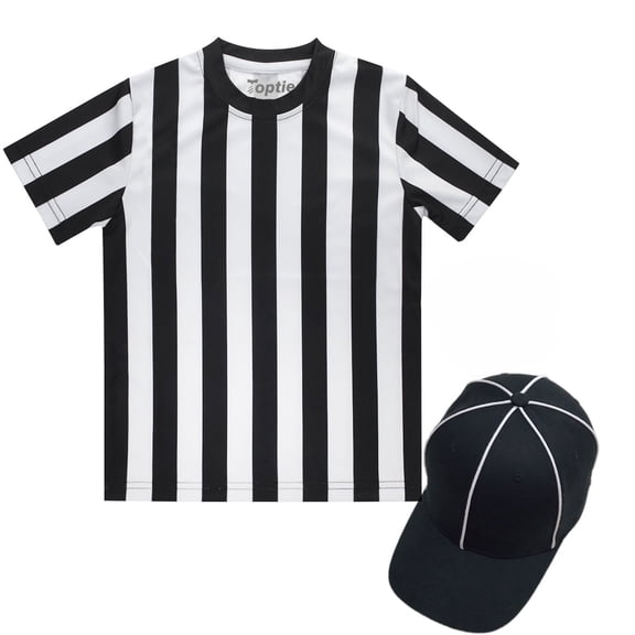 Toptie Children's Referee Shirt Set, Sports Football Shirt, Umpire Hat-2XS