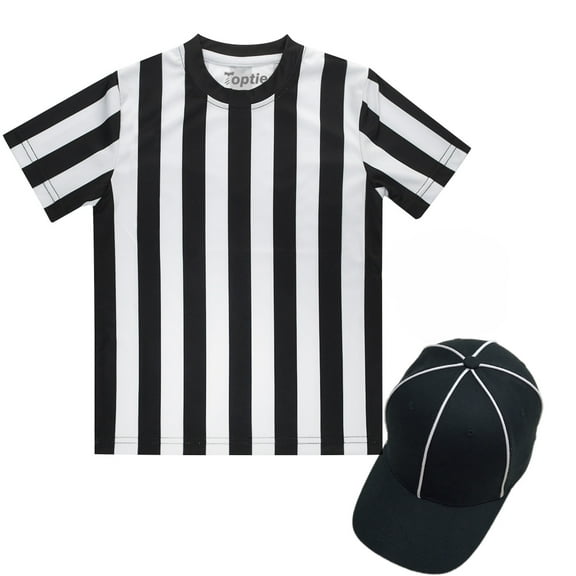Toptie Children's Referee Shirt Set, Sports Football Shirt, Umpire Hat-2XS