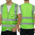 thumbnail image 1 of Toptie Class 2 High Visibility Zipper Front Safety Vest With 9 Pockets and Reflective Strips, Meets ANSI/ISEA Standards-Green-M, 1 of 7