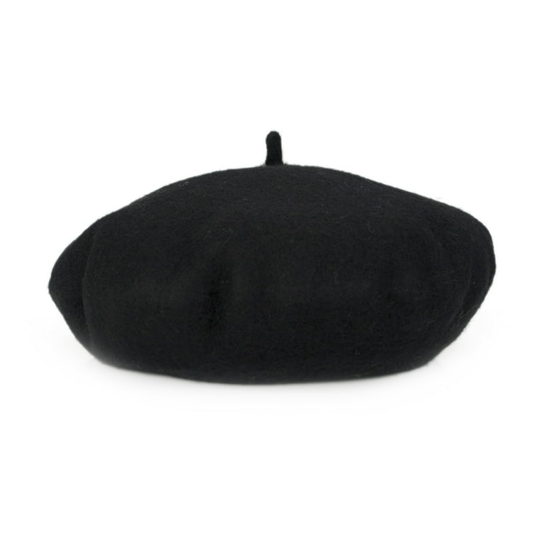 Toptie Classic 80% Wool French Beret Artist Hat for Women-Black