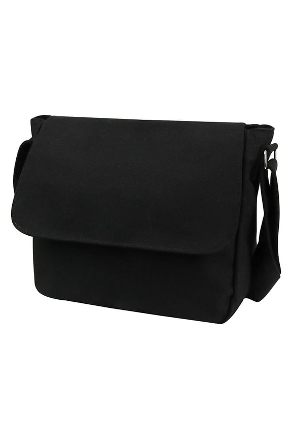 Classic Canvas Messenger Bag, Black Canvas Shoulder Bag Side Bag for Men and Women