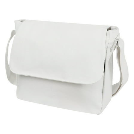 Toptie Classic Canvas Messenger Bag, White Canvas Shoulder Bag Side Bag for Men and Women