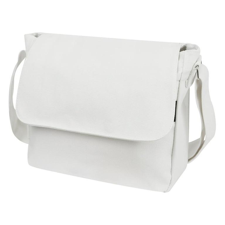 Toptie Classic Canvas Messenger Bag with Adjustable Strap, White