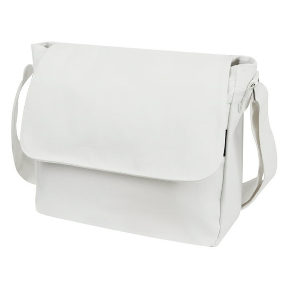Toptie Classic Canvas Messenger Bag, White Canvas Shoulder Bag Side Bag for Men and Women