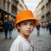 Toptie Classic Kids Cotton Bucket Hat Summer Outdoor UV Sun Protection Hat for Boys Girls-Black