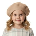 thumbnail image 1 of Toptie Classic Kids' Wool French Warm Beret Girl's Artist Hat, 9.5 inches Diameter-Khaki, 1 of 8