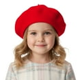 thumbnail image 1 of Toptie Classic Kids' Wool French Warm Beret Girl's Artist Hat, 9.5 inches Diameter-Red, 1 of 8