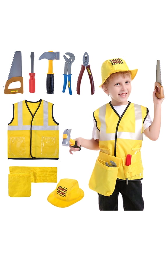 Construction Worker Costume for Boys Kids, Christmas Dress Up Gift for 3 - 6 Years Old