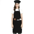 thumbnail image 1 of Toptie Cotton Canvas Adjustable Apron and Chef Hat Set for Men and Women-Black-L, 1 of 7