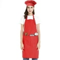 thumbnail image 1 of Toptie Cotton Canvas Adjustable Apron and Chef Hat Set for Men and Women-Red-L, 1 of 7