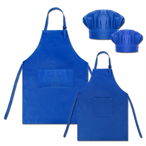 Toptie Cotton Canvas Kid & Parent Cooking Aprons and Chef Hat Set