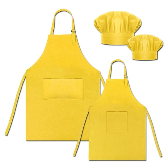 Toptie Cotton Canvas Kid & Parent Cooking Aprons and Chef Hat Set