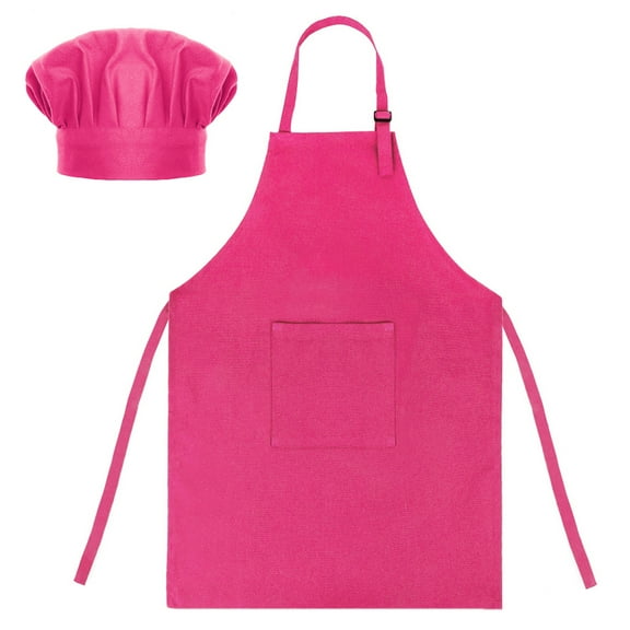 Toptie Cotton Canvas Kids Cooking Aprons and Chef Hat Set