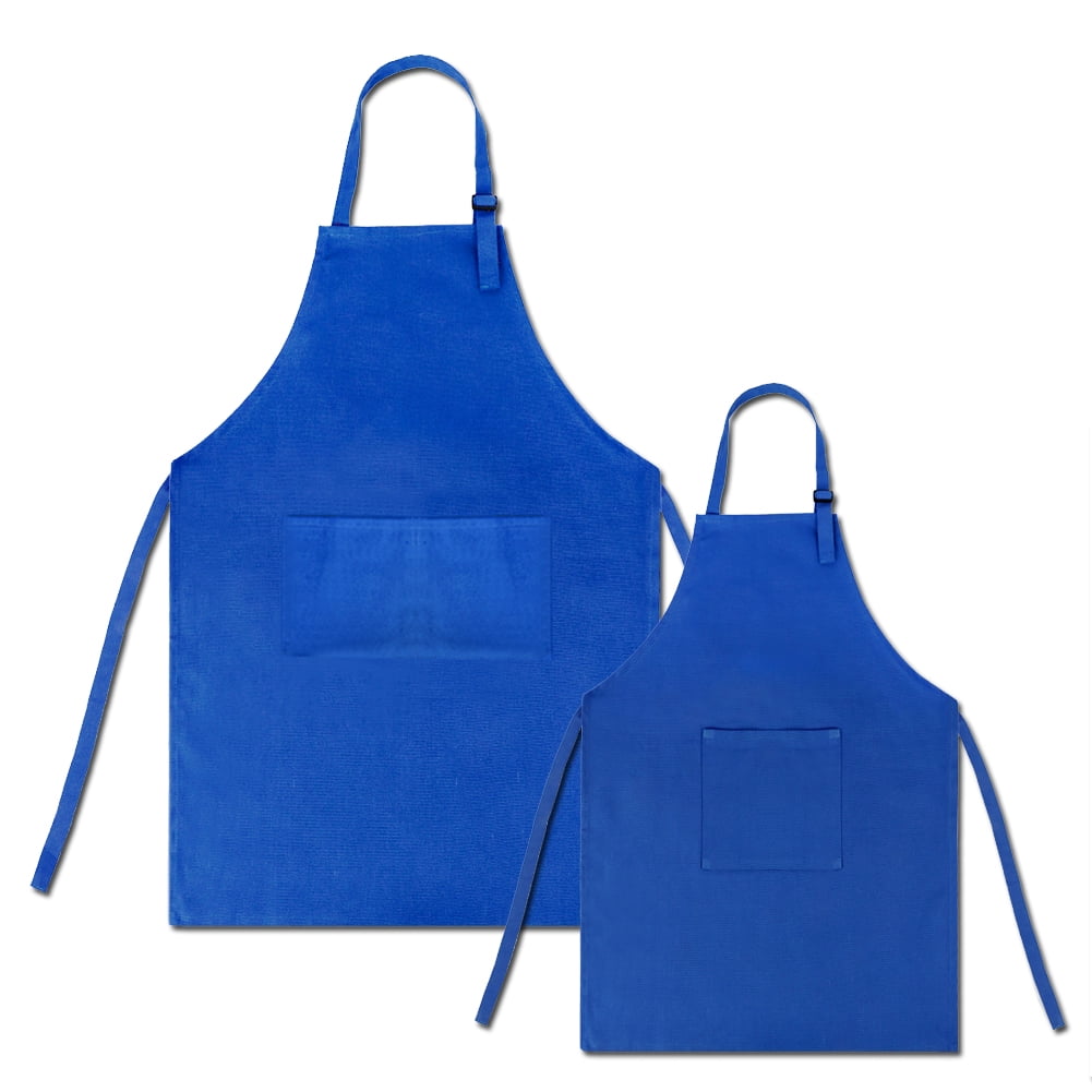 Toptie Cotton Canvas Parent-Child Apron Set-Blue-Kid M/Adult L