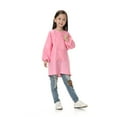 thumbnail image 1 of Toptie Cotton Kids Smock Apron for Hair Grooming Painting Cooking with Front Pocket & Long Sleeve, for Age 1-9 years-light pink-M, 1 of 5