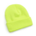 thumbnail image 1 of Toptie Cuffed Knit Beanie Hat Uniesx Winter Knitted Skull Hats for Men Women-NeonYellow, 1 of 7