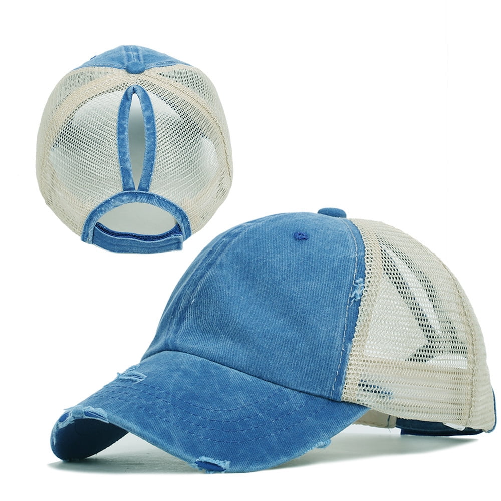 Toptie Distressed Messy High Bun Ponytail Baseball Cap for  display picture 2
