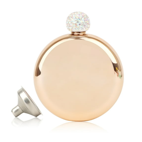 Toptie Drinking Flask for women, 5OZ Rosegold Stainless Steel Hidden Alcohol Flask for Wedding Bride