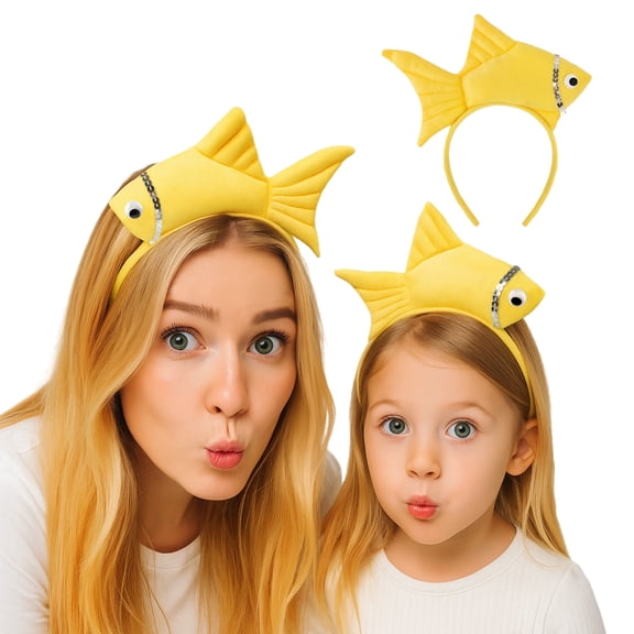 Toptie Fish Plush Animal Headbands for Holloween Costumes, Ear Horn Hair Hoop for Kids & Adults, Dress-Up Party Supplies