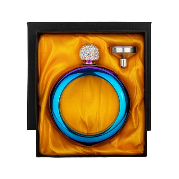 Toptie Flask Bracelet for Liquor for Women, Rainbow 3.5 OZ Alcohol Container Bangle Flask, Bride Gift