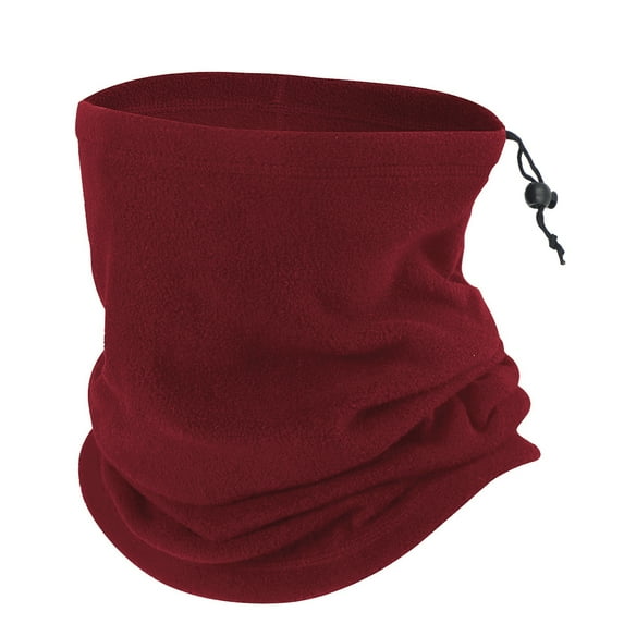 Toptie Fleece Neck Warmer Scarf Hat Multifunctional Headgear Winter Beanie Hat Neck Gaiter-Maroon
