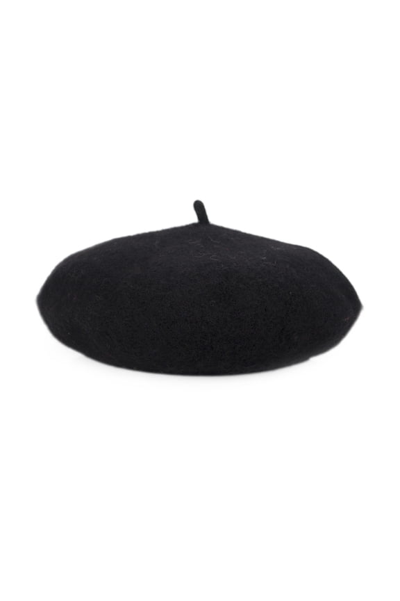 Girls Wool French Beret Hat for Kids, Artist Dome Beret Woolen Beanie Hat-Black