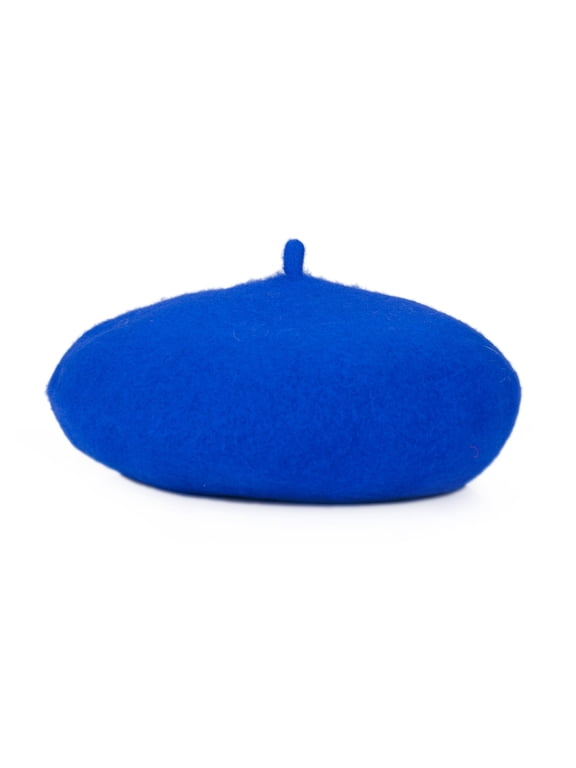 Girls Wool French Beret Hat for Kids, Artist Dome Beret Woolen Beanie Hat-Royal Blue